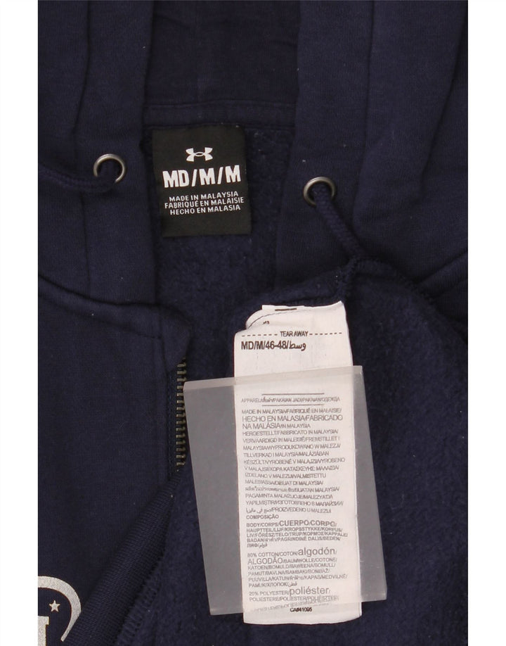 Felpa con cappuccio e zip grafica da uomo Under Armour in cotone blu navy medio