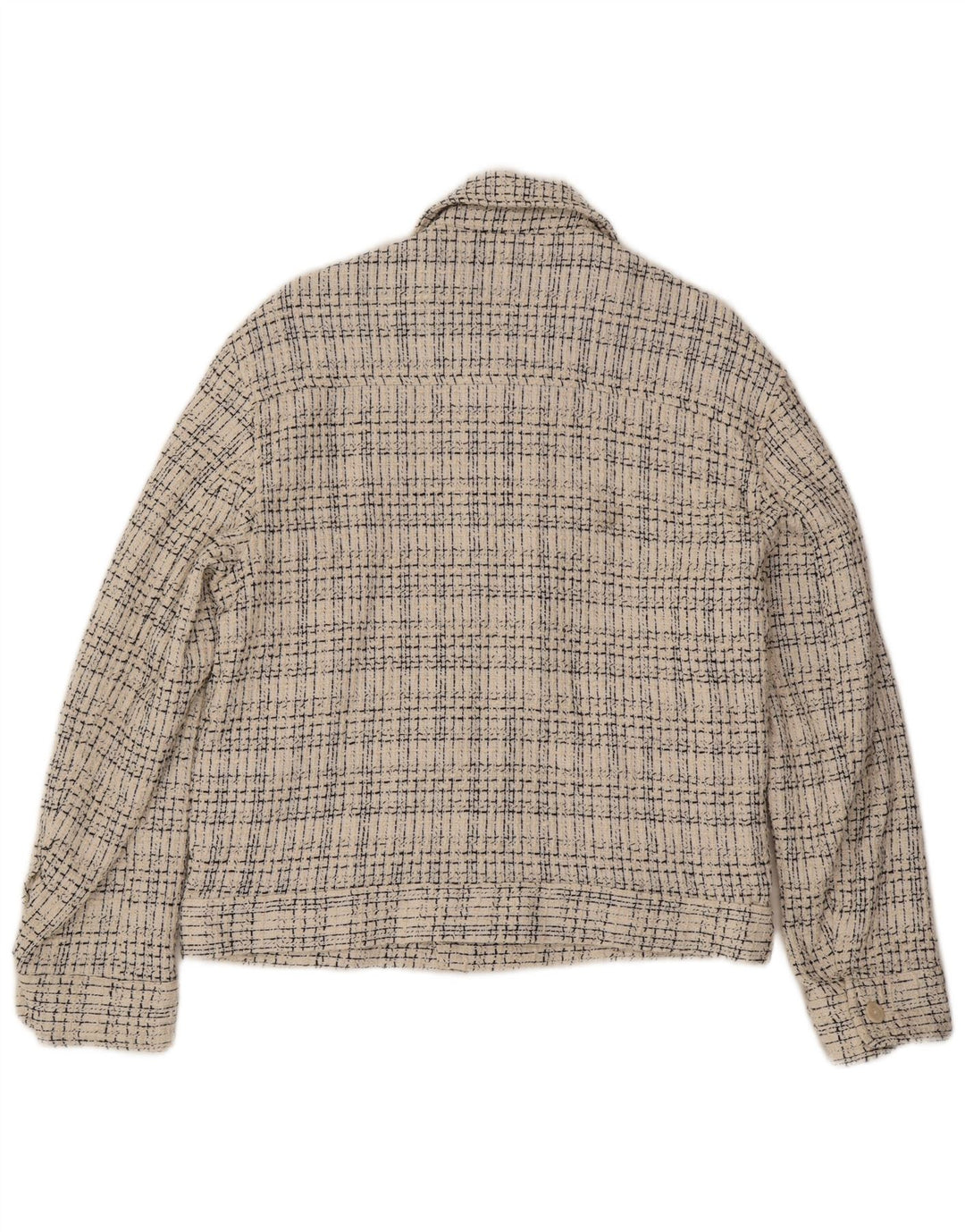 Giubbotto bomber da uomo Zara UK 38 cotone a quadri bianco sporco medio