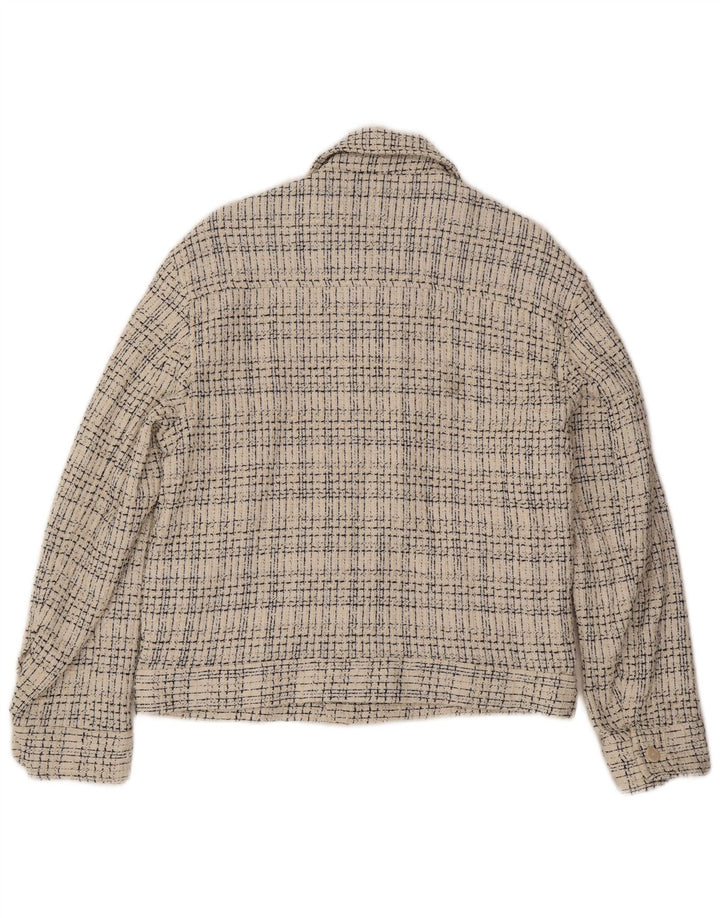 Giubbotto bomber da uomo Zara UK 38 cotone a quadri bianco sporco medio