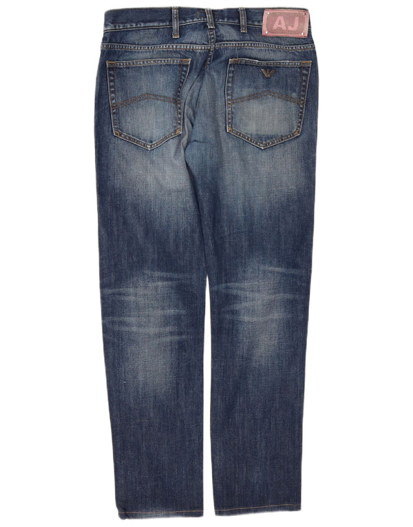 Jeans slim invecchiati da uomo Armani W34 L30 in cotone blu