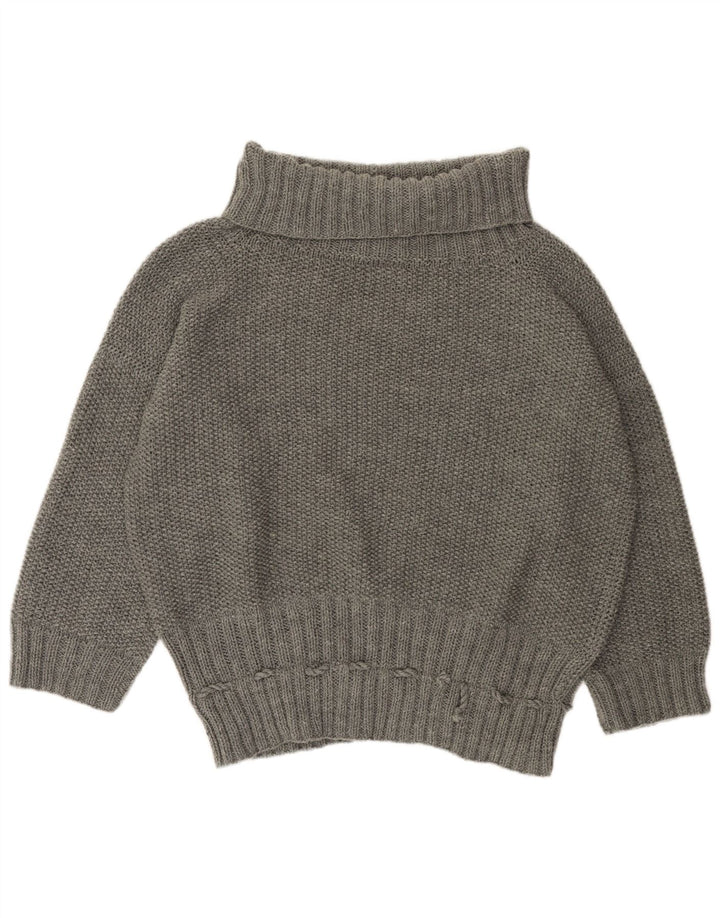 Maglione maglione oversize da donna VINTAGE con collo alto UK 22 3XL Grigio