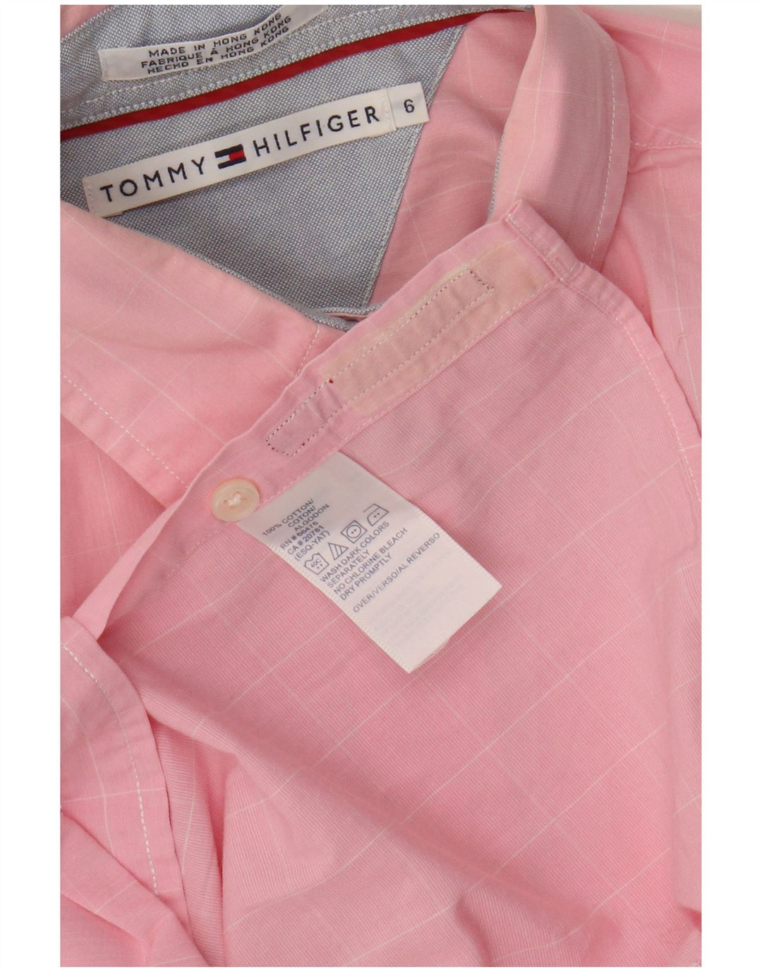 Camicia da donna Tommy Hilfiger US 6 cotone a quadri rosa medio