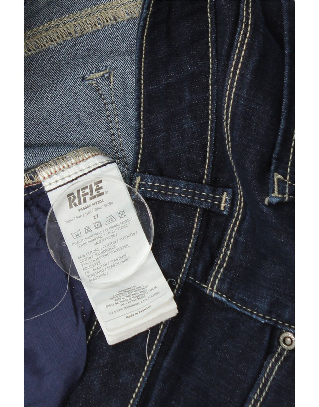 Jeans slim crop da donna Rifle W27 L25 cotone blu navy