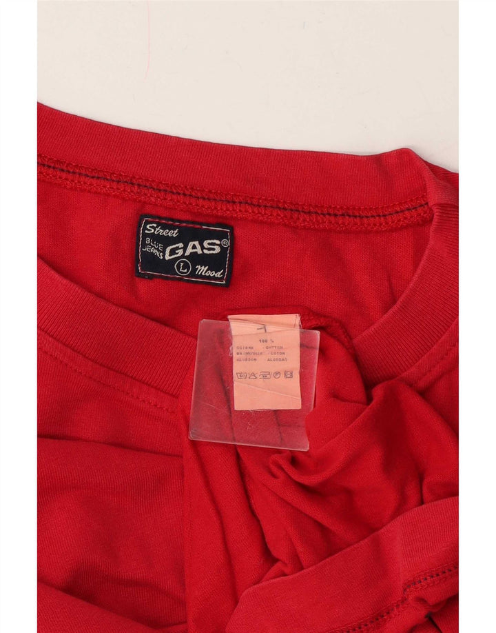 Gas Top Uomo Manica Lunga Large Rosso Cotone