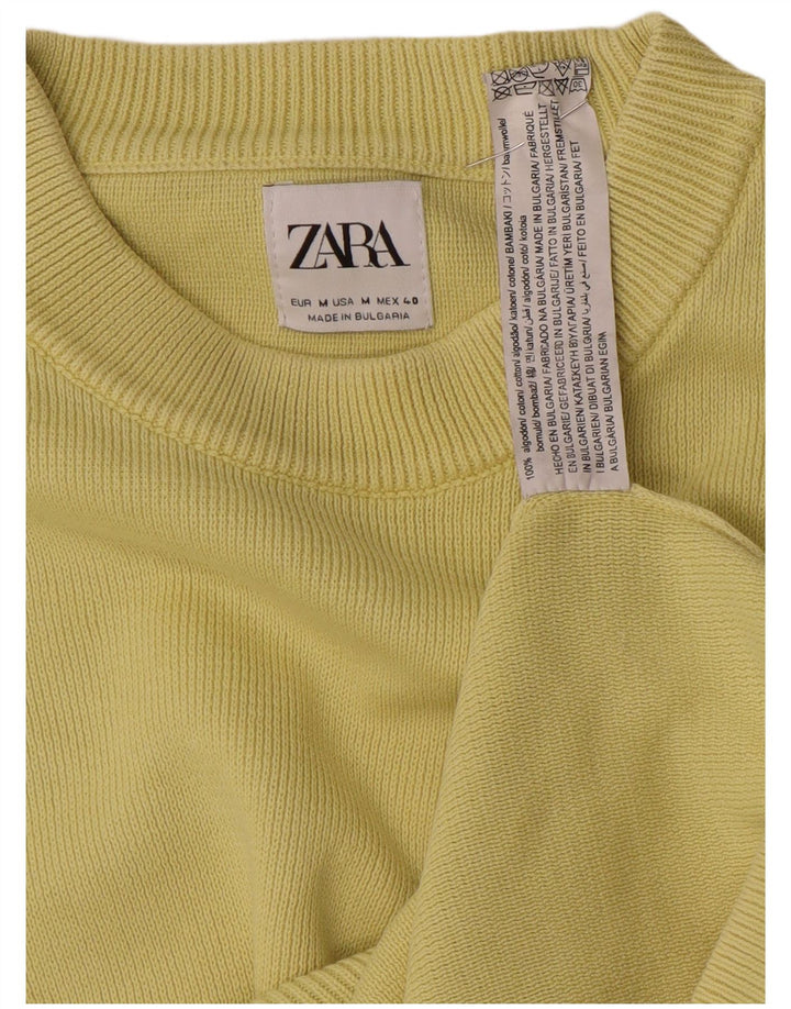 Maglione maglione girocollo da uomo Zara in cotone giallo medio