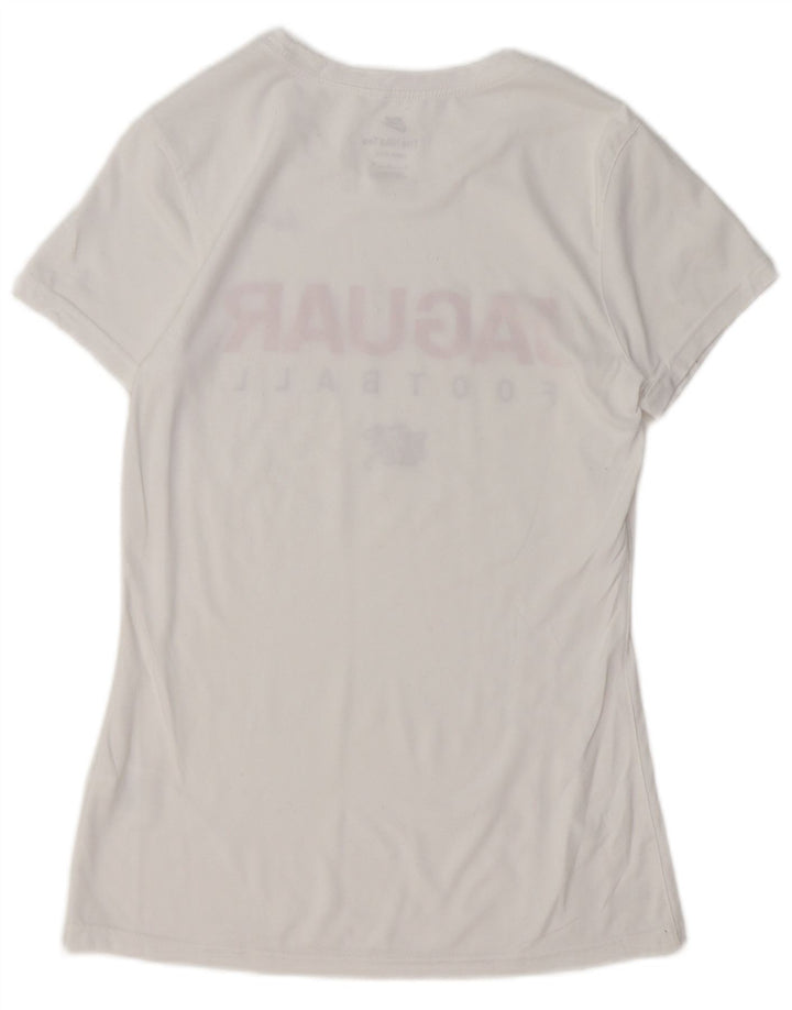 NIKE T-shirt grafica Dri Fit da donna Top UK 10 Small Poliestere bianco