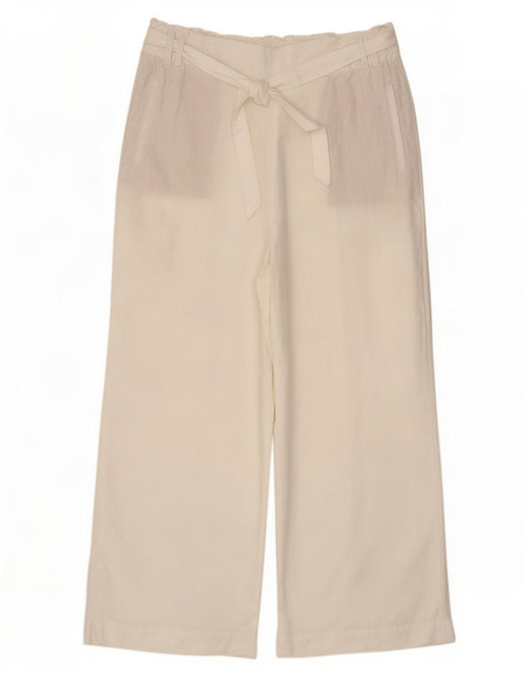 Marks & Spencer Womens High Waist Trousers UK 14 Large W32 L28 White