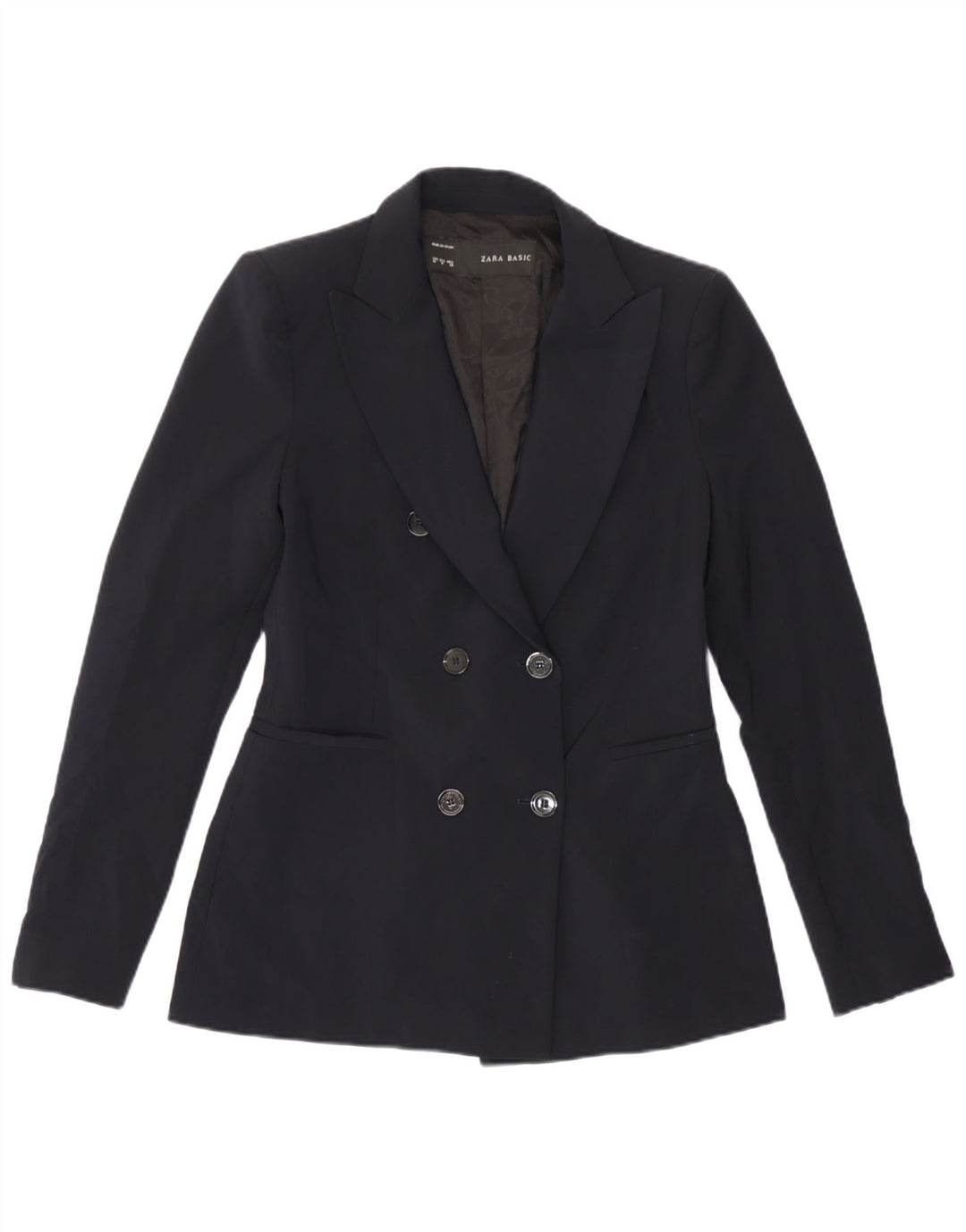 Giacca blazer doppiopetto da donna Zara UK 12 medio blu navy poliestere