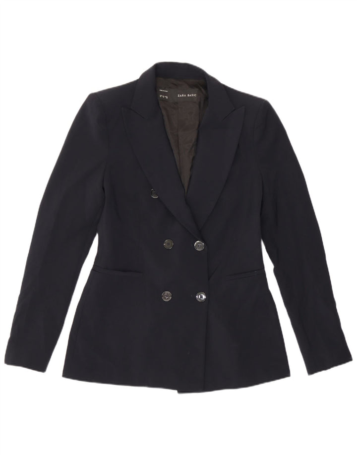 Giacca blazer doppiopetto da donna Zara UK 12 medio blu navy poliestere
