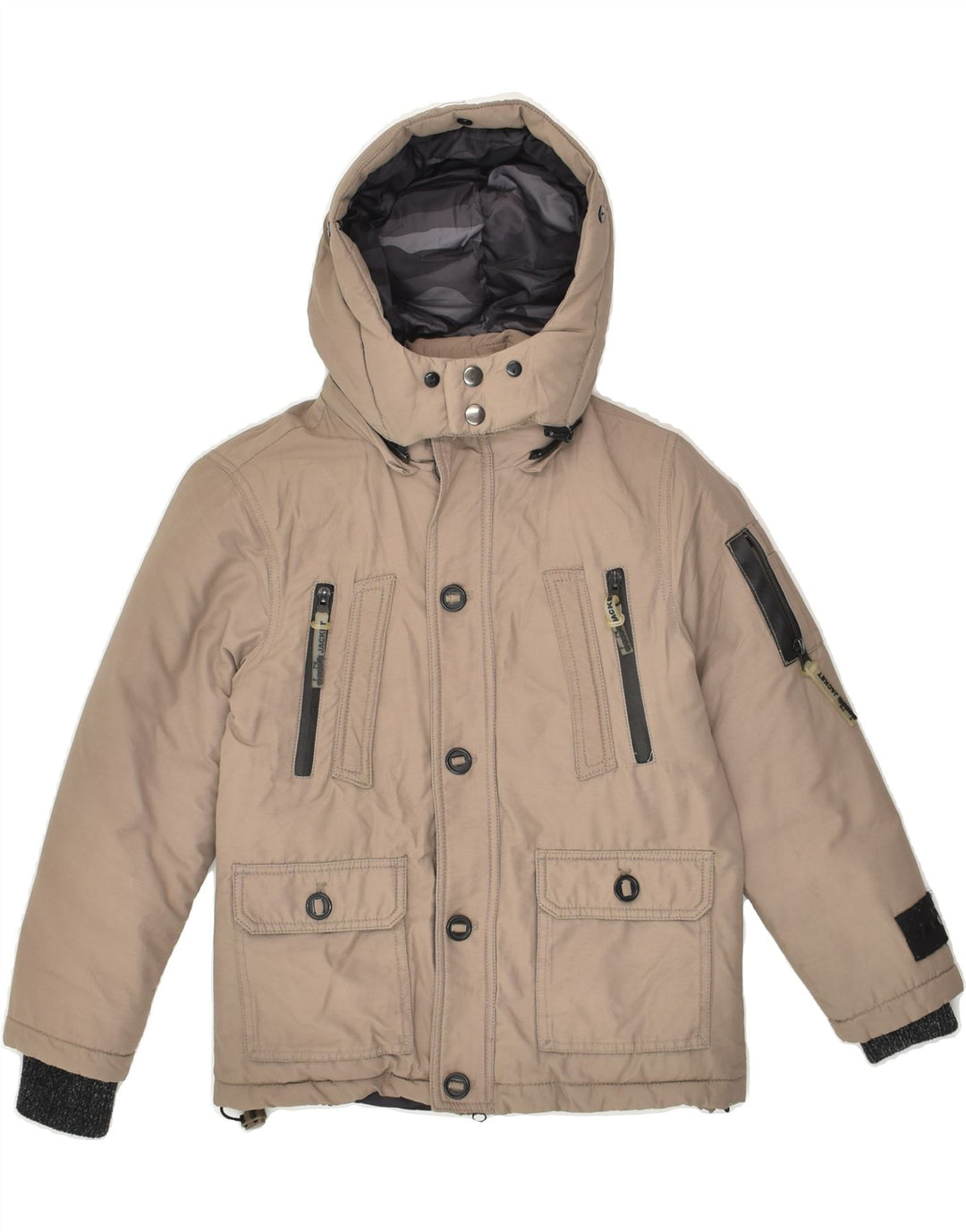 DIADORA Boys Hooded Windbreaker Jacket 7-8 Years Small Brown Cotton | Vintage Diadora | Thrift | Second-Hand Diadora | Used Clothing | Messina Hembry 