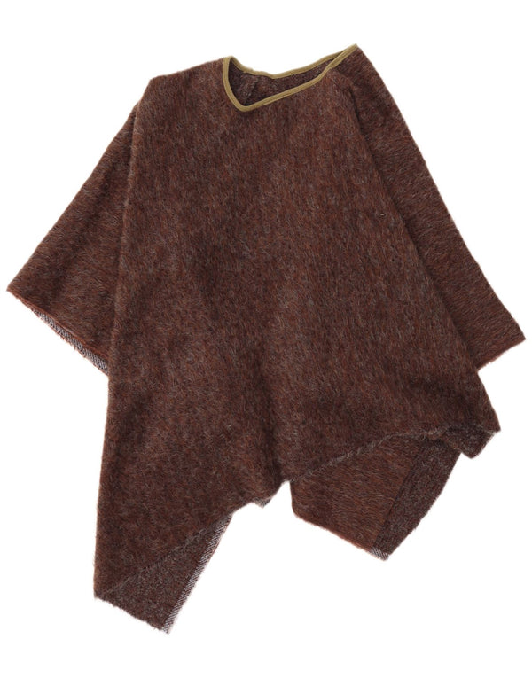 Maglione poncho asimmetrico da donna vintage taglia unica marrone