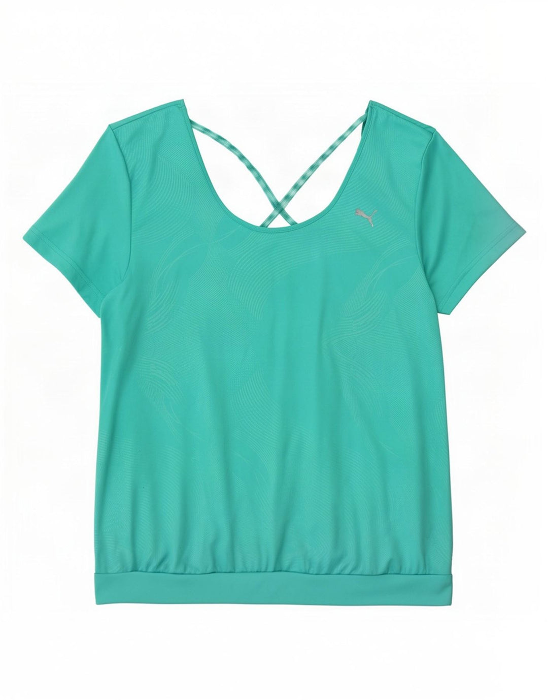 Puma T-shirt da donna Top UK 16 Large Turchese geometrica in poliestere