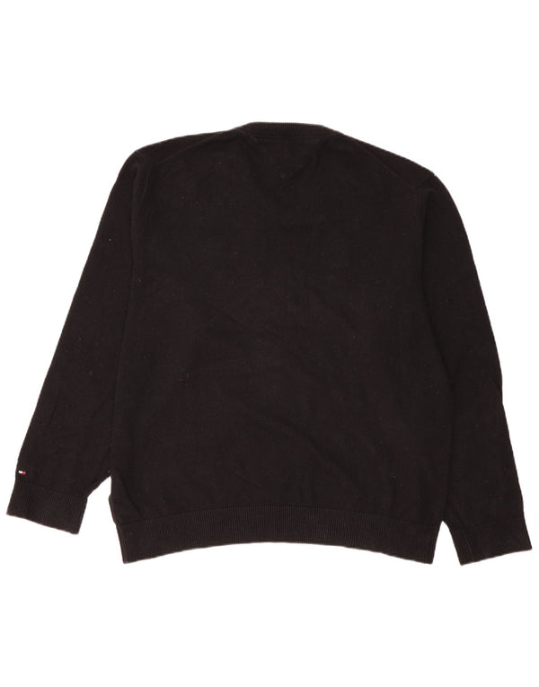 Maglione maglione con scollo a V da uomo Tommy Hilfiger 2XL cotone nero