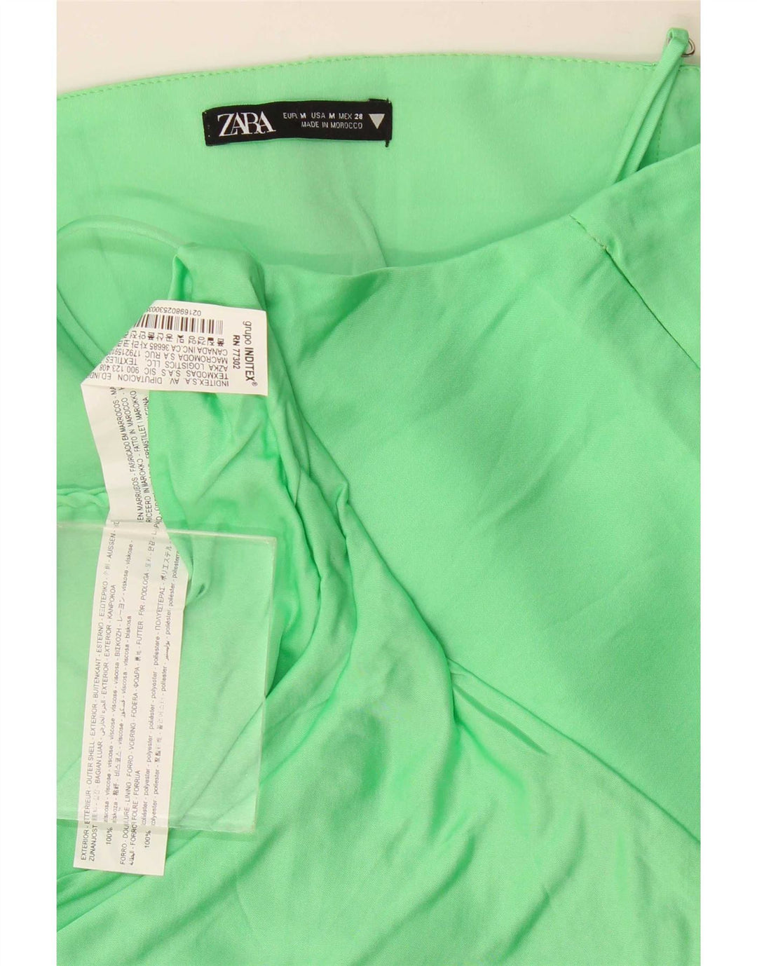 Canotta corta da donna Zara UK 12 viscosa verde medio