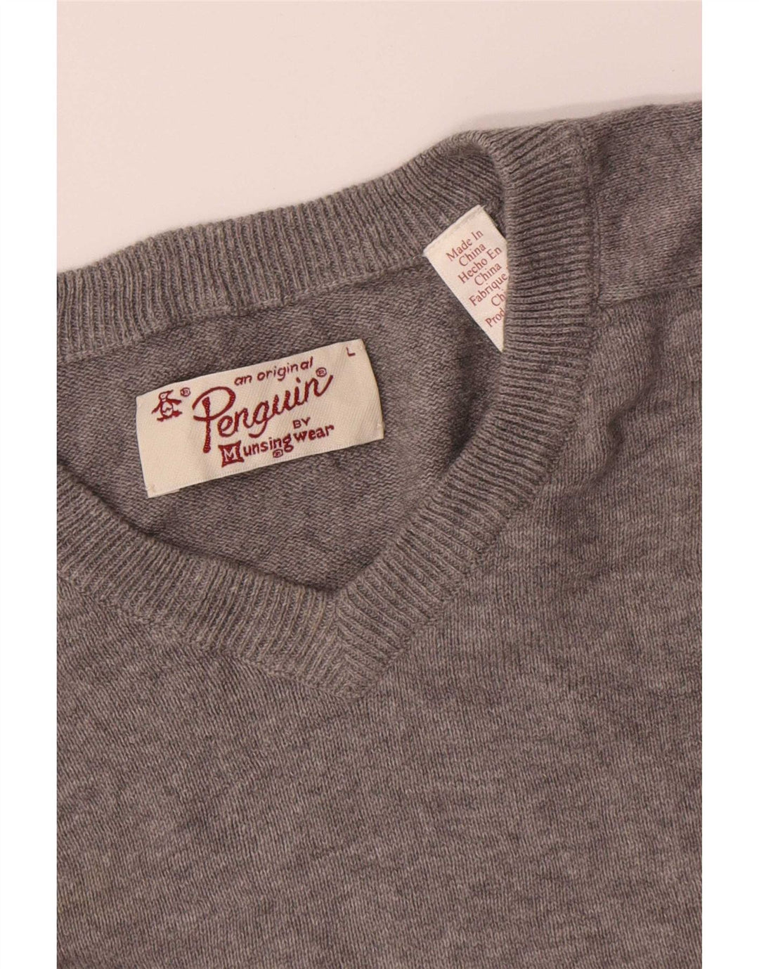 Maglione da uomo con scollo a V Penguin grande grigio