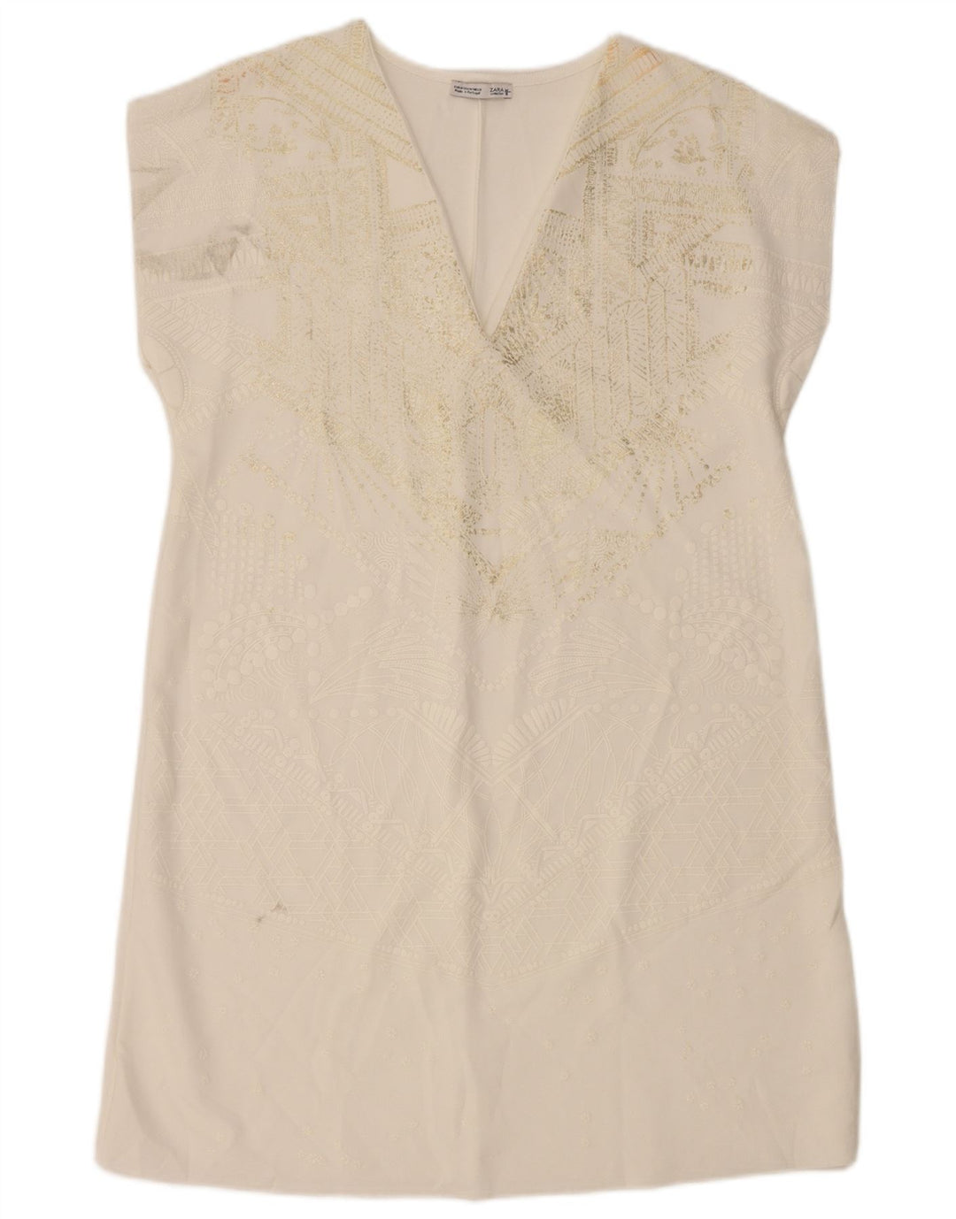 Abito a trapezio da donna Zara UK 12 medio bianco con motivo cachemire