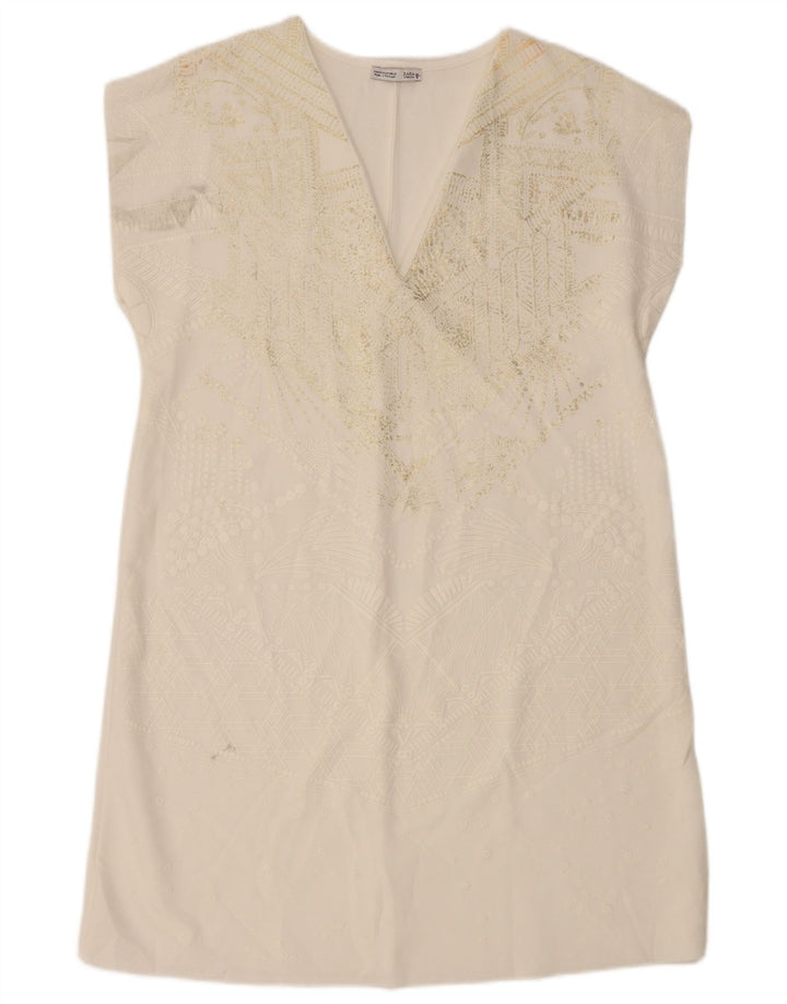 Abito a trapezio da donna Zara UK 12 medio bianco con motivo cachemire