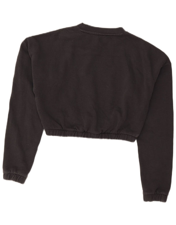 Felpa oversize corta da donna Adidas UK 4/6 XS cotone nero