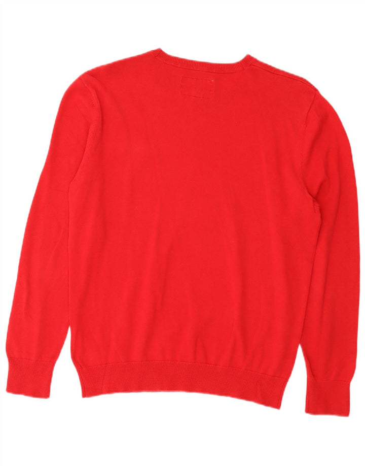 Maglione maglione girocollo da uomo Mustang in cotone rosso medio