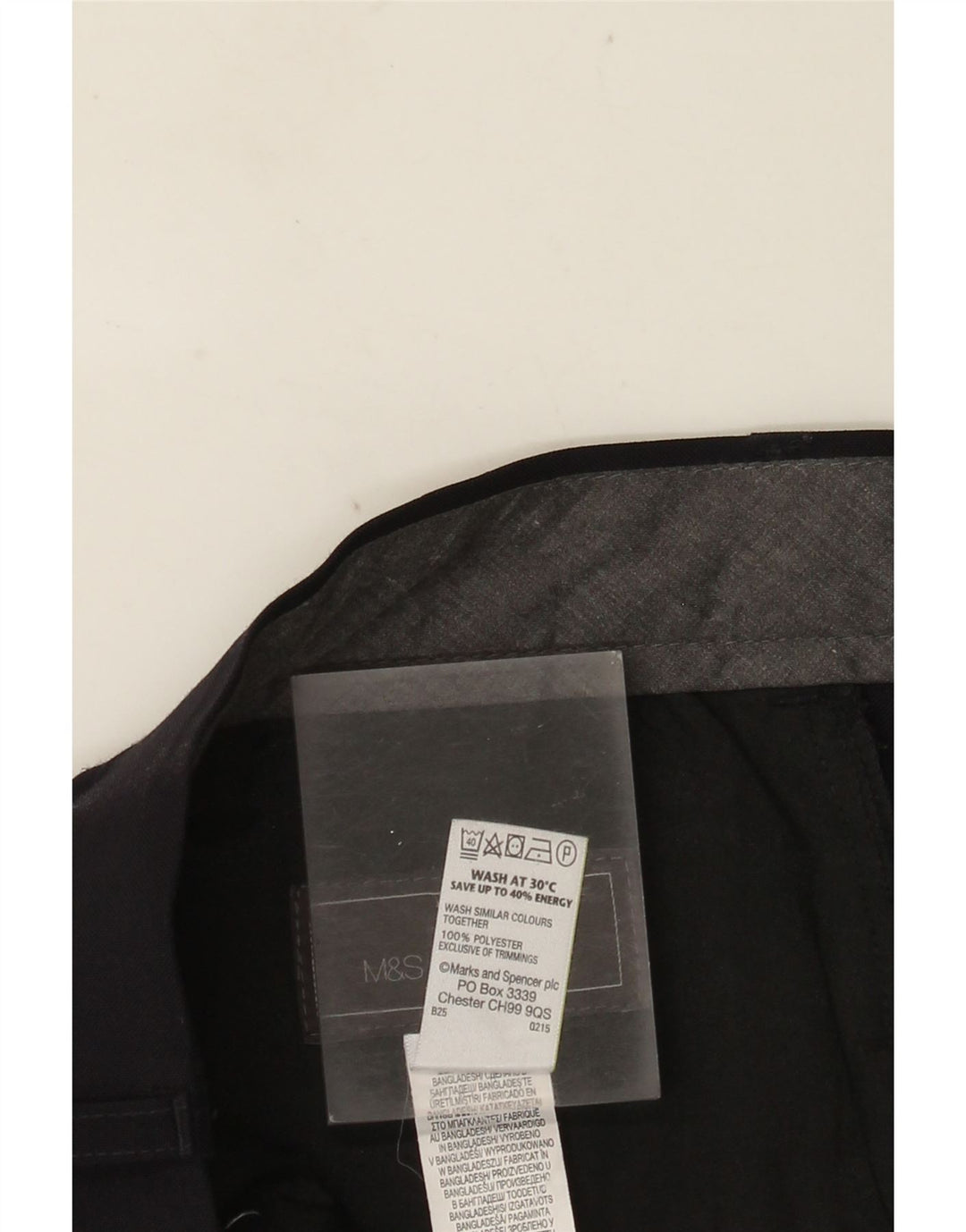 MARKS & SPENCER Pantaloni da abito vestibilità regolare da uomo W36 L33 poliestere blu navy