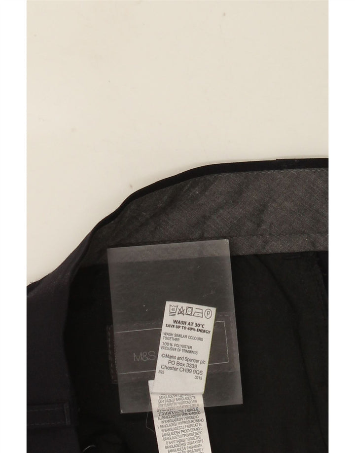 MARKS & SPENCER Pantaloni da abito vestibilità regolare da uomo W36 L33 poliestere blu navy