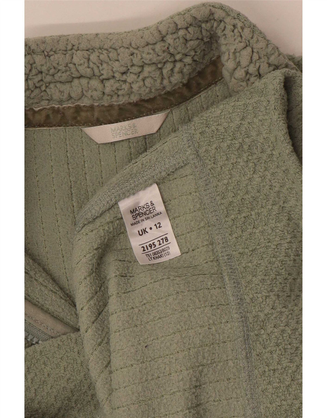 Felpa da donna Marks & Spencer con zip e collo, taglia UK 12, media, kaki