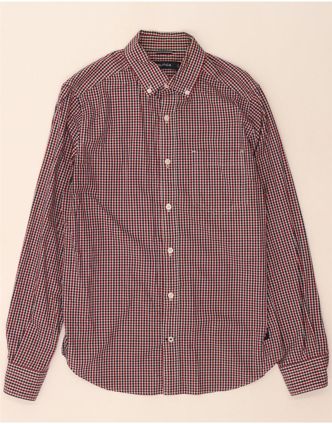 NAUTICA Mens Shirt Small Red Check Cotton Vintage Nautica and Second-Hand Nautica from Messina Hembry 