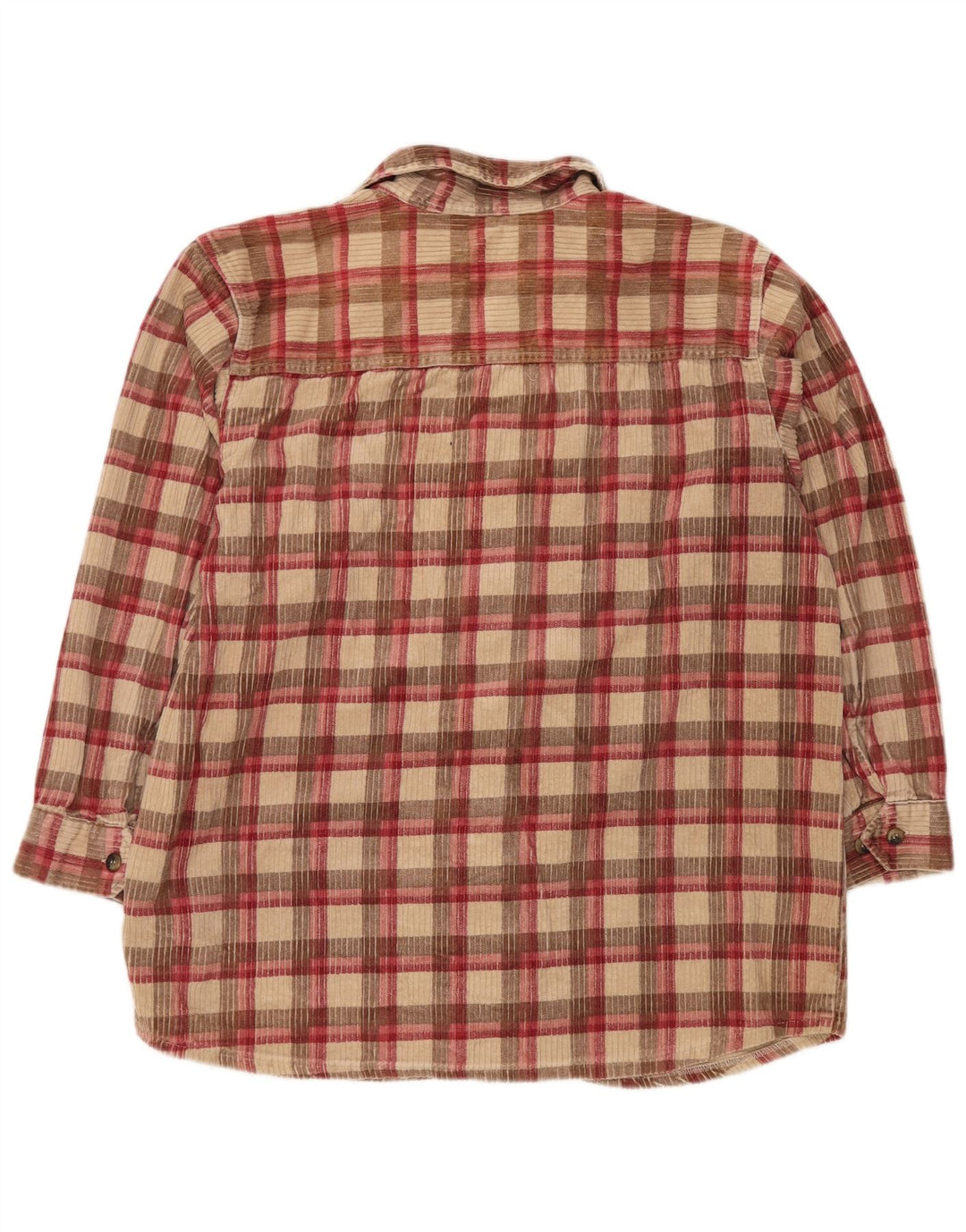 MARKS & SPENCER Camicia da uomo in velluto a coste taglia 16 grande cotone a quadri beige