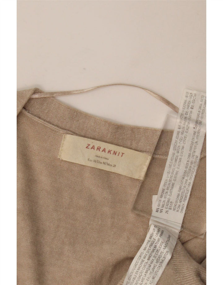 Maglione cardigan da donna Zara UK 12 Rayon beige medio