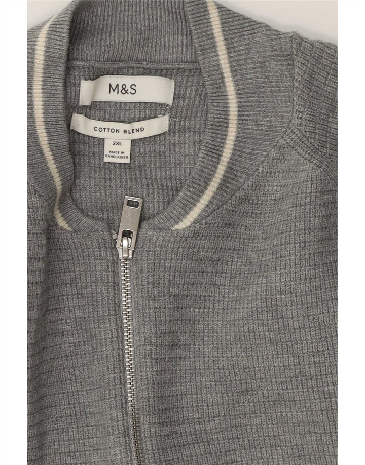 Maglione cardigan con zip intera da uomo Marks & Spencer 2XL cotone grigio