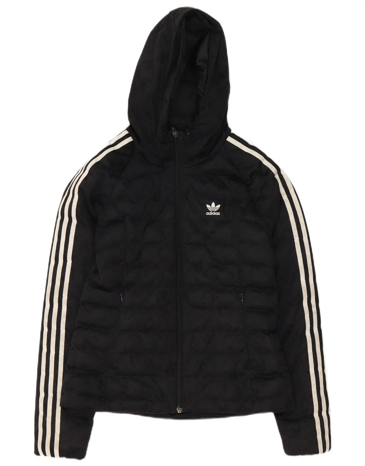 Giacca imbottita con cappuccio grafico da donna Adidas UK 8 Small poliestere nero