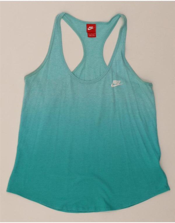 Canotta da donna Nike UK 14 Large turchese in cotone color block