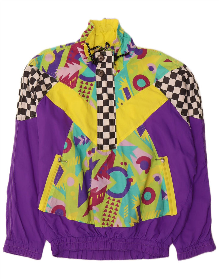 Giacca da ginnastica oversize da donna vintage IT 46 grande multicolore