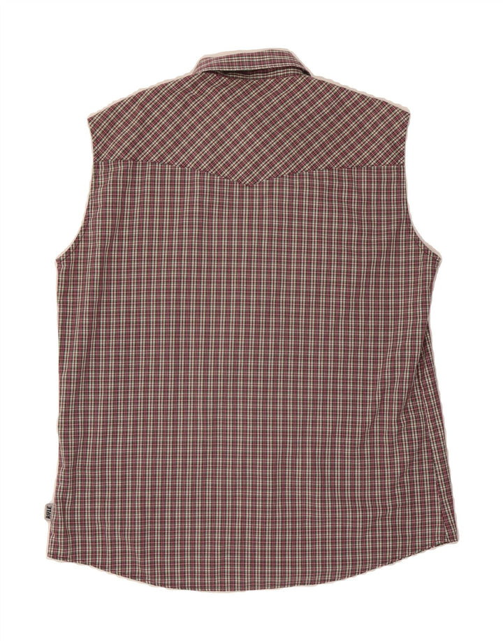 RIFLE Mens Sleeveless Shirt XL Burgundy Check Vintage Rifle and Second-Hand Rifle from Messina Hembry 