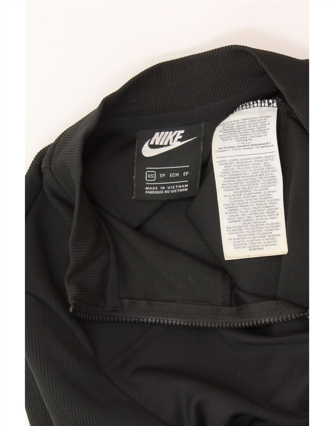 Felpa NIKE da donna con collo corto e zip, maglione UK 4 XS poliestere nero