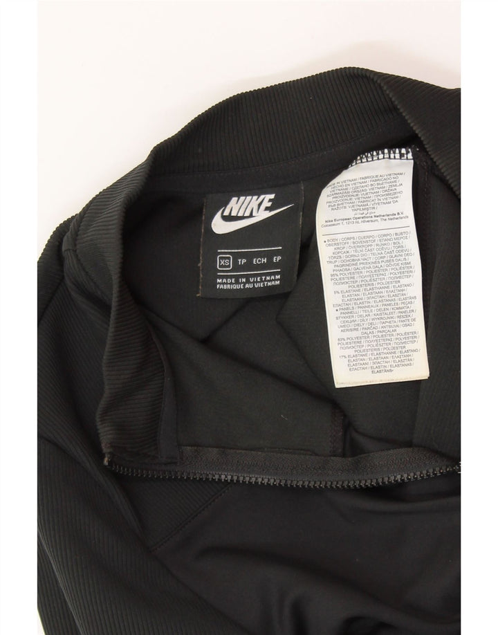 Felpa NIKE da donna con collo corto e zip, maglione UK 4 XS poliestere nero