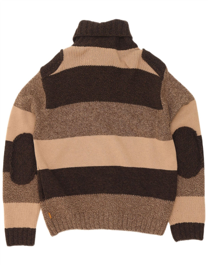 Maglione cardigan da uomo Timberland grande lana d'agnello color block marrone