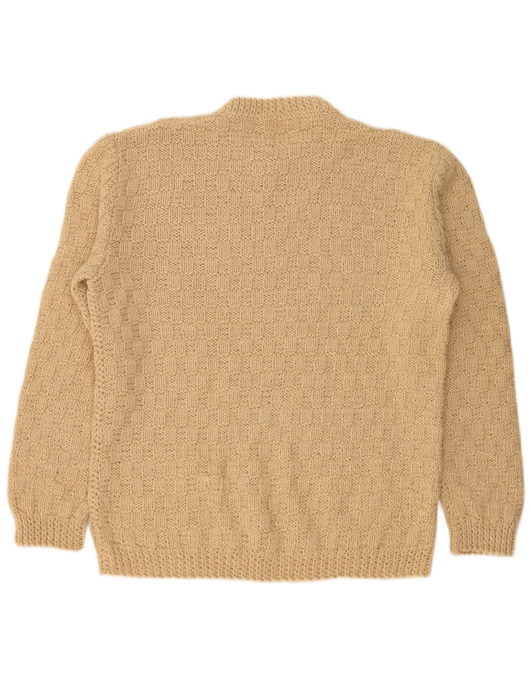 VINTAGE Mens Crew Neck Jumper Sweater Medium Beige