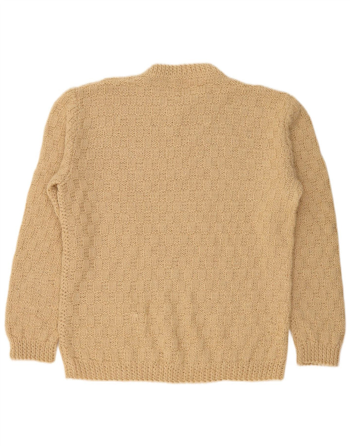 VINTAGE Mens Crew Neck Jumper Sweater Medium Beige