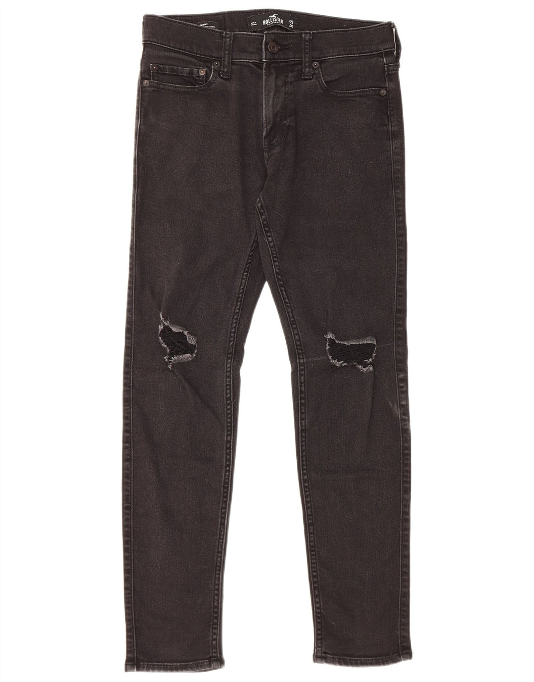 Jeans slim invecchiati Hollister da donna W29 L30 cotone nero