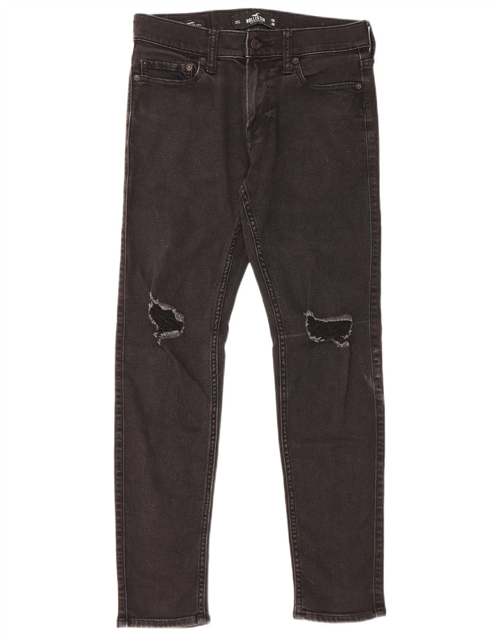 Jeans slim invecchiati Hollister da donna W29 L30 cotone nero