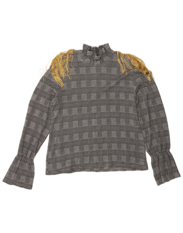 Camicetta a maniche lunghe da donna Zara UK 12 Grigio medio a quadri classico