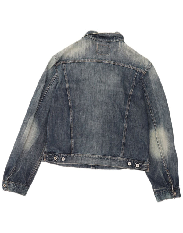 Replay Giacca in denim invecchiato lavaggio acido da uomo UK 44 2XL Cotone blu