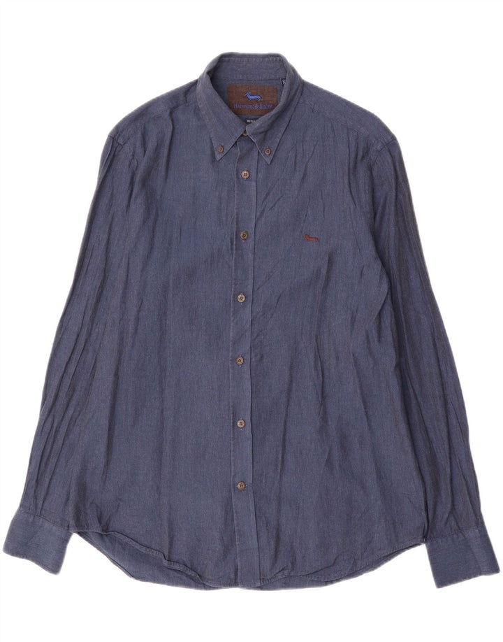Camicia da uomo Regular Fit Harmont & Blaine XL in cotone blu navy