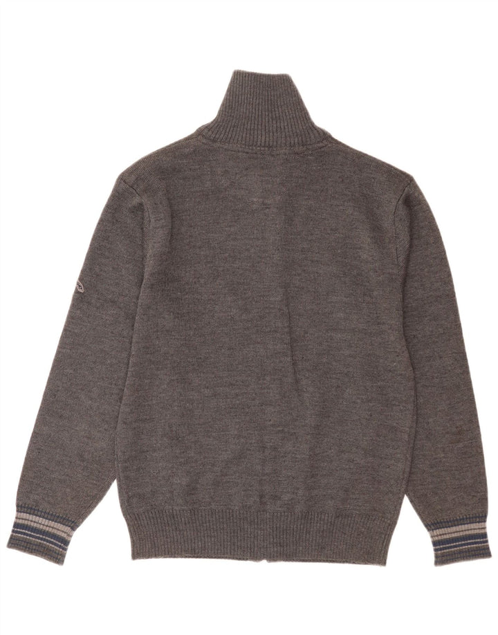 Maglione cardigan da uomo vintage XL in lana vergine grigia