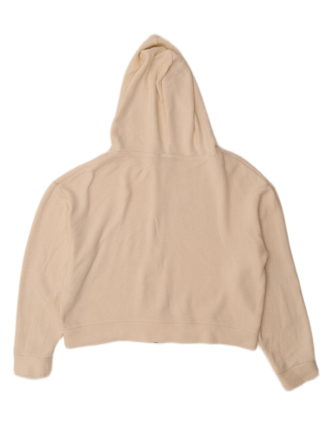 Maglione corto con cappuccio e zip da donna Zara UK 14 Viscosa bianca media