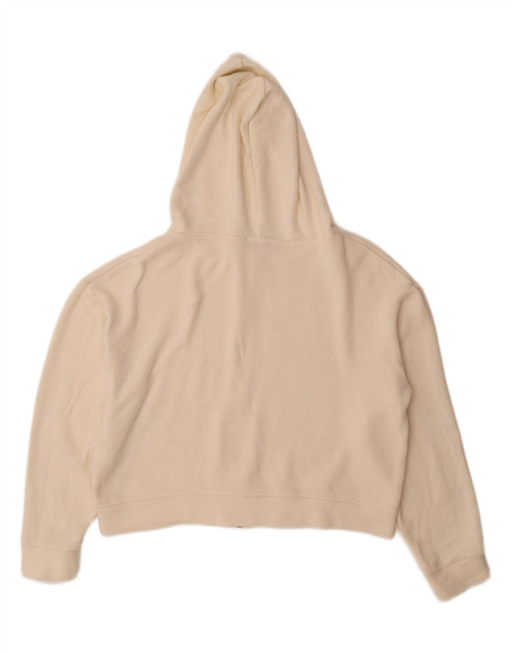 Maglione corto con cappuccio e zip da donna Zara UK 14 Viscosa bianca media
