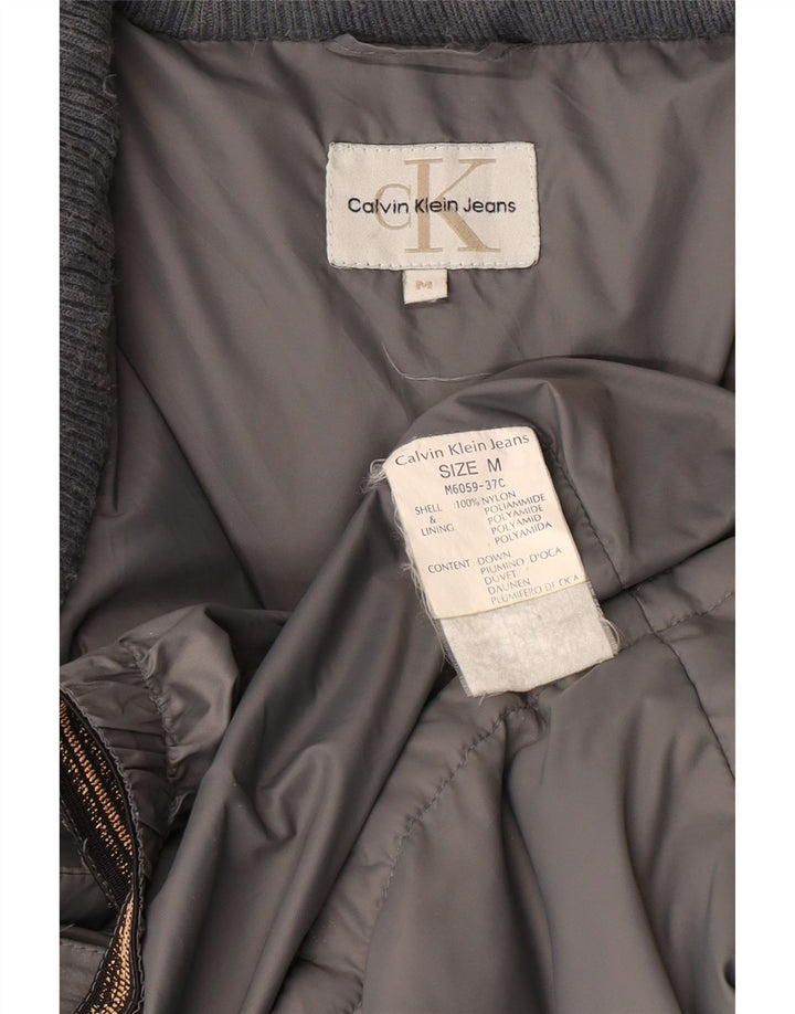 CALVIN KLEIN JEANS Giacca imbottita ampia da uomo UK 38 Nylon grigio medio