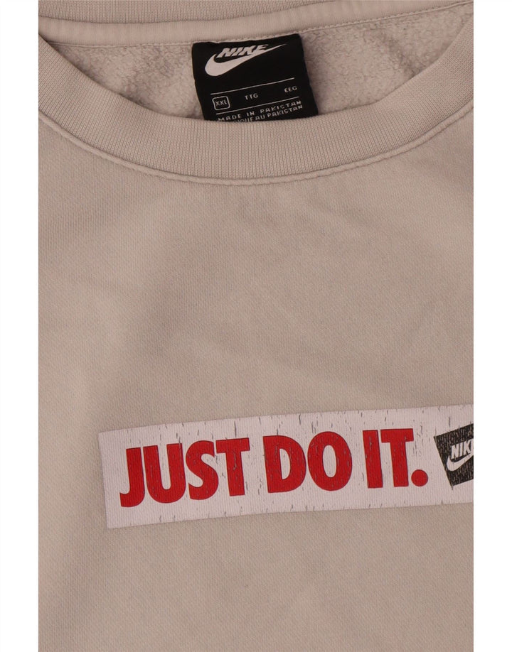 Felpa con grafica Nike da uomo, maglione 2XL, cotone bianco