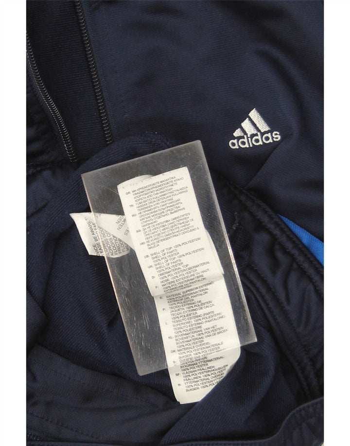 ADIDAS Boys Tracksuit Top Jacket 9-10 Years Navy Blue Colourblock